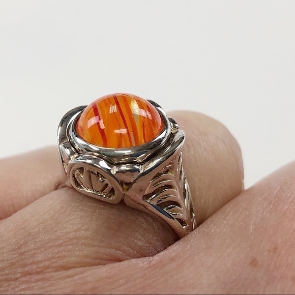 KAMELEON Palm Leaf 925 Sterling Jewel Pop Ring - Picture 2 of 3